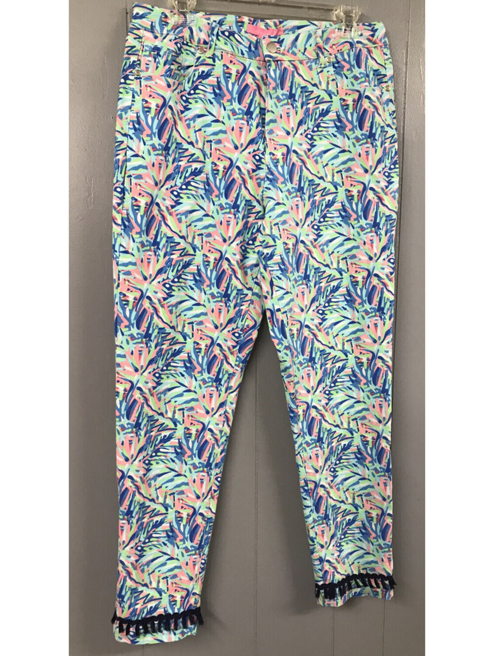 Simply Southern Pants. Multi Color Geometric. Fringe On Leg Ends Size Small. NWT